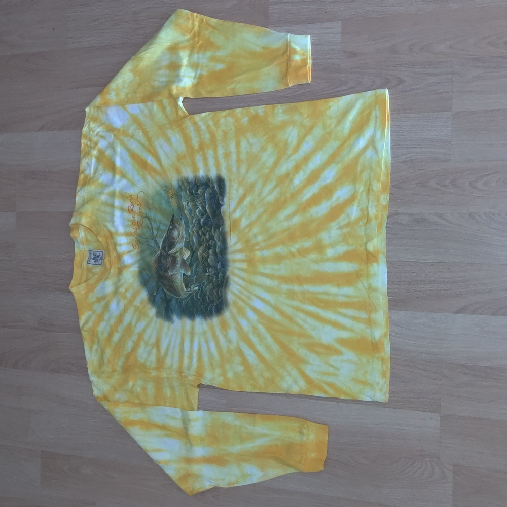 End Of The Road Resort Tie Dye Fishing Crewneck Long Sleeve Shirt XXL Made USA